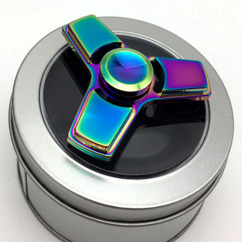 Rainbow Alloy Hand Spinner Tri Fidget Focus Toy